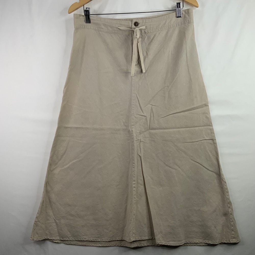 Patagonia Womens 8 Hemp Organic Cotton Midi Skirt Khaki Tan Drawstring A-Line - Picture 1 of 7
